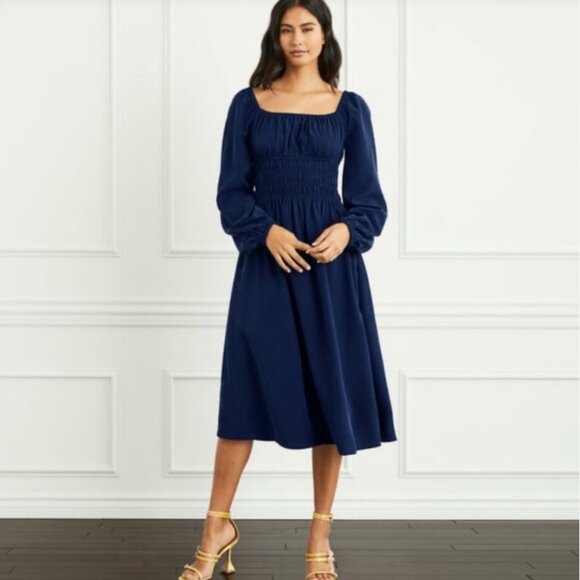 Hill House Women's The Jasmine Nap Dress Navy Blue Ruch - Picture 1 of 15